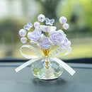 Elegant Crystal Rose Car Decor